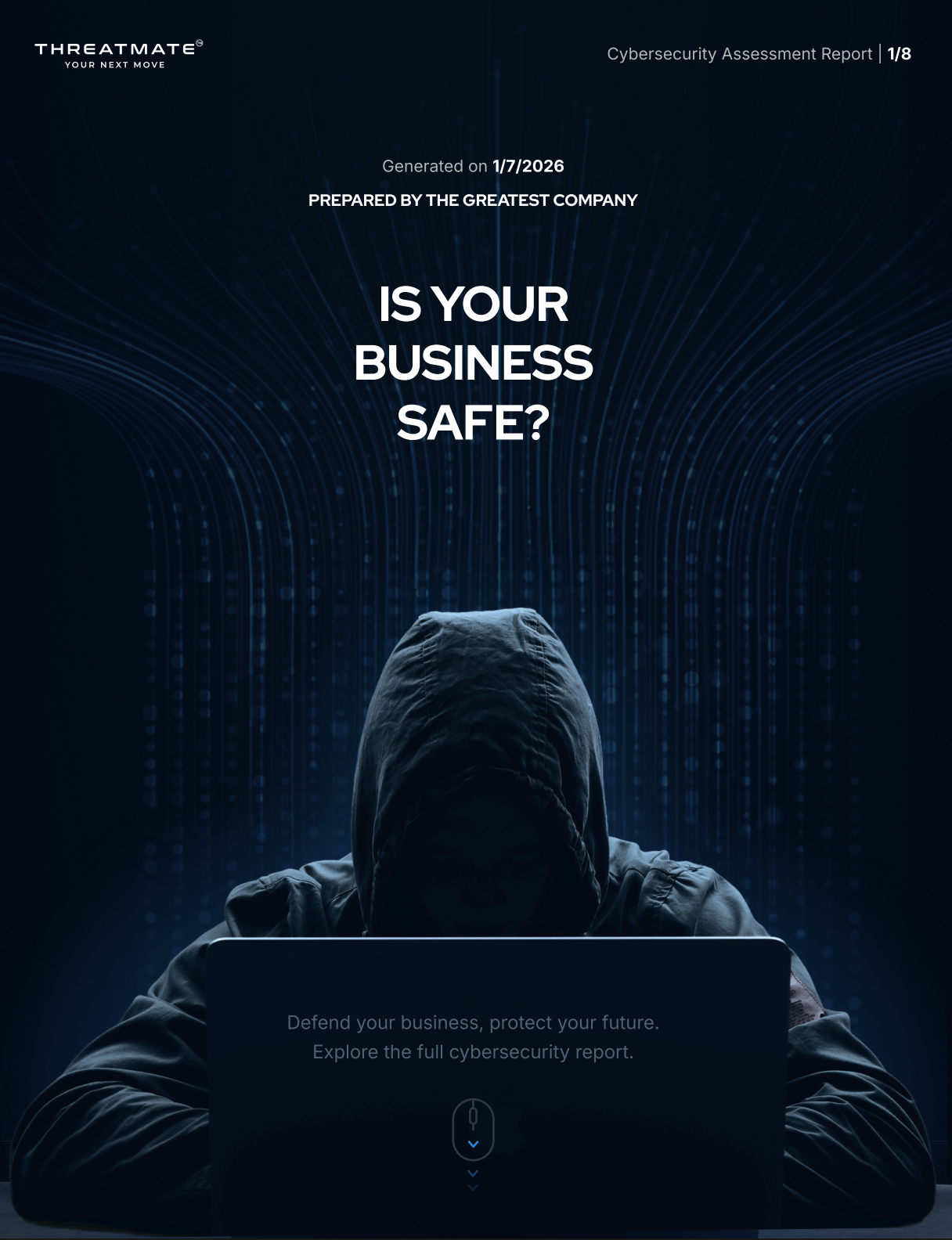 ThreatMate client-ready security report with evidence
